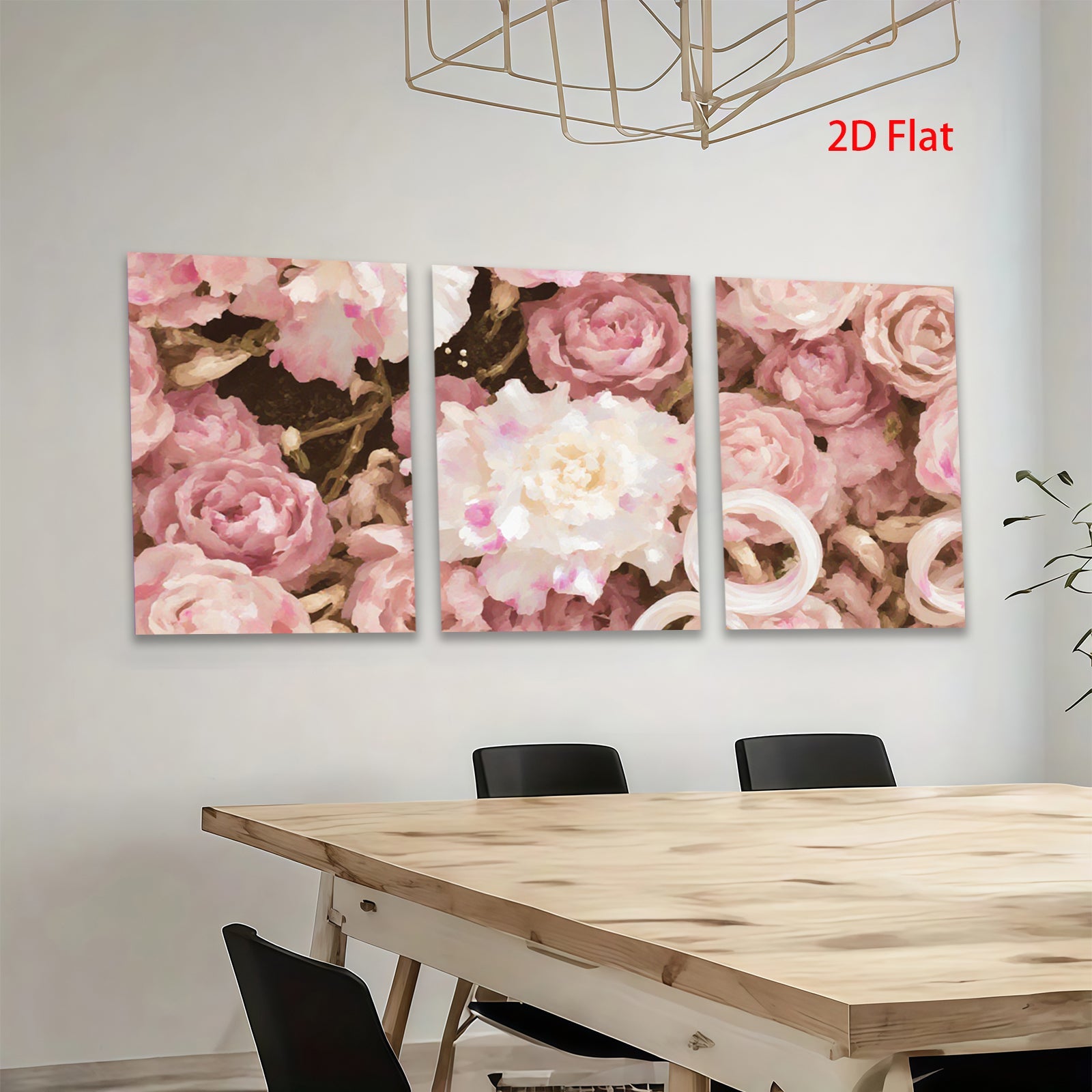 2D flat 1pc blush pink floral bouquet painting for living room bedroom gallery wall decor farmhouse style canvas prints modern botanical art