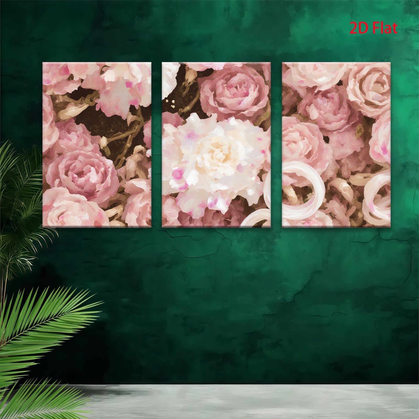 2D flat 1pc blush pink floral bouquet painting for living room bedroom gallery wall decor farmhouse style canvas prints modern botanical art