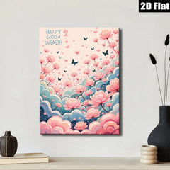 2D flat 1pc blush pink floral canvas wall art botanical garden decor bedroom living room farmhouse style modern minimalist gallery wrapped prints