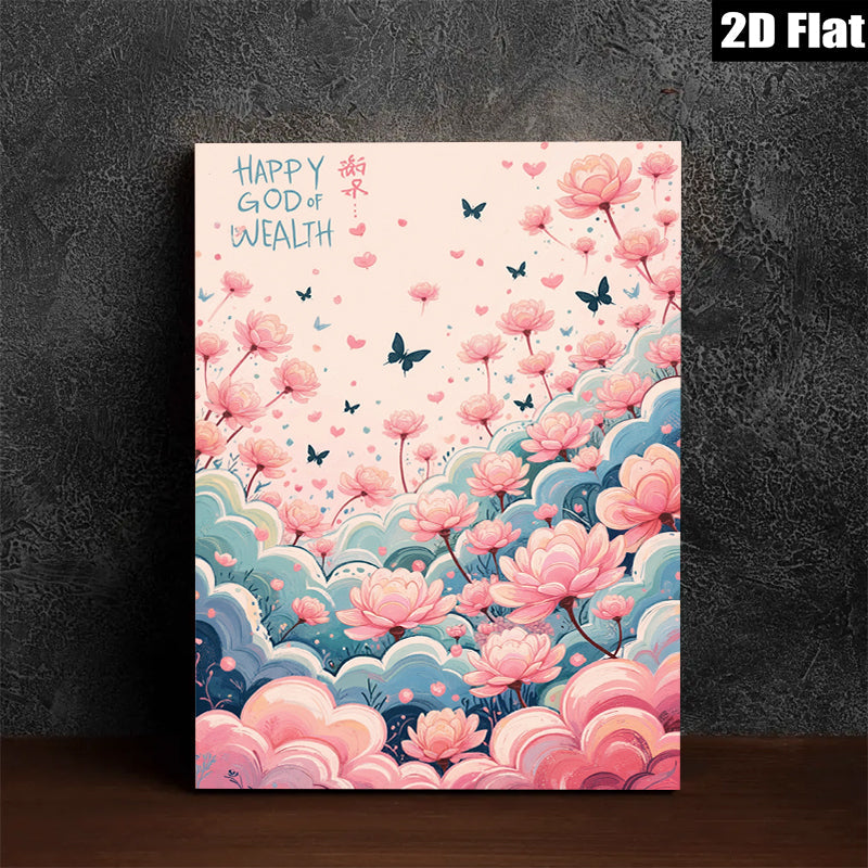 2D flat 1pc blush pink floral canvas wall art botanical garden decor bedroom living room farmhouse style modern minimalist gallery wrapped prints