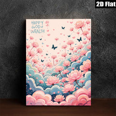 2D flat 1pc blush pink floral canvas wall art botanical garden decor bedroom living room farmhouse style modern minimalist gallery wrapped prints