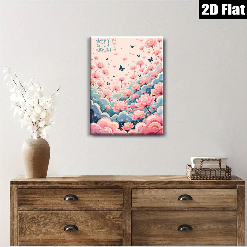 2D flat 1pc blush pink floral canvas wall art botanical garden decor bedroom living room farmhouse style modern minimalist gallery wrapped prints