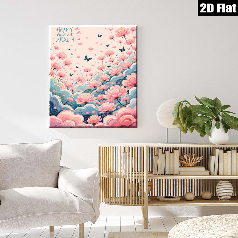 2D flat 1pc blush pink floral canvas wall art botanical garden decor bedroom living room farmhouse style modern minimalist gallery wrapped prints