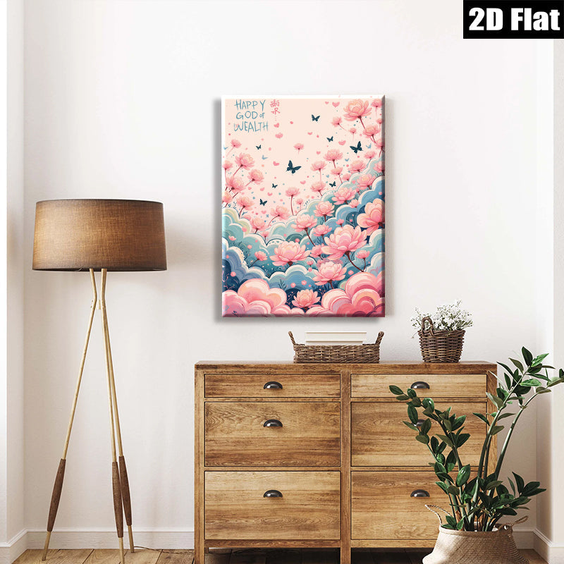 2D flat 1pc blush pink floral canvas wall art botanical garden decor bedroom living room farmhouse style modern minimalist gallery wrapped prints
