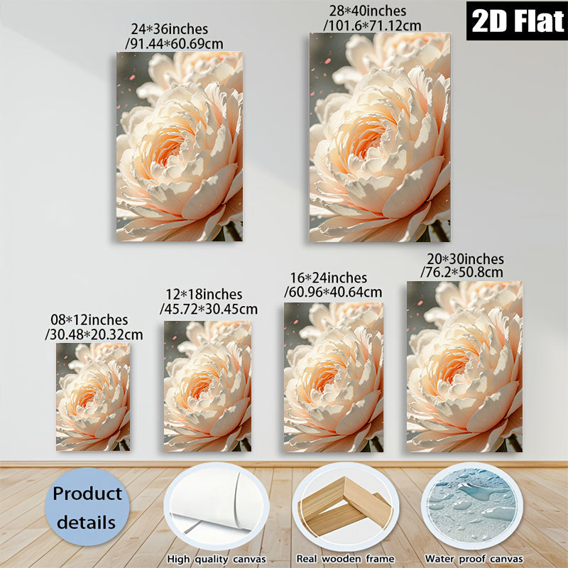 2D flat 1pc blush pink peony bloom floral wall art living room bedroom decor farmhouse style gallery wrapped canvas prints modern minimalist aesthetic