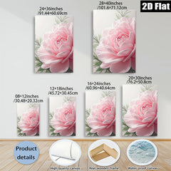 2D flat 1pc blush pink peony floral wall art canvas prints for living room bedroom home decor farmhouse style modern minimalist gallery wrapped