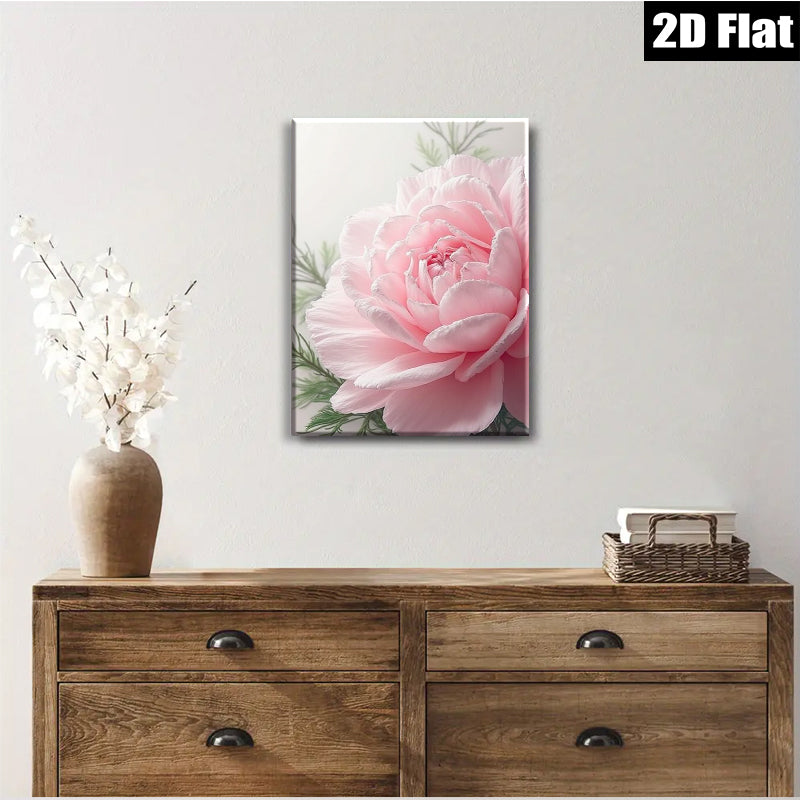 2D flat 1pc blush pink peony floral wall art canvas prints for living room bedroom home decor farmhouse style modern minimalist gallery wrapped