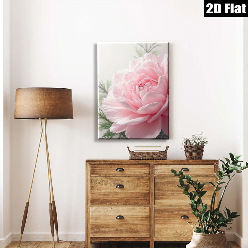2D flat 1pc blush pink peony floral wall art canvas prints for living room bedroom home decor farmhouse style modern minimalist gallery wrapped