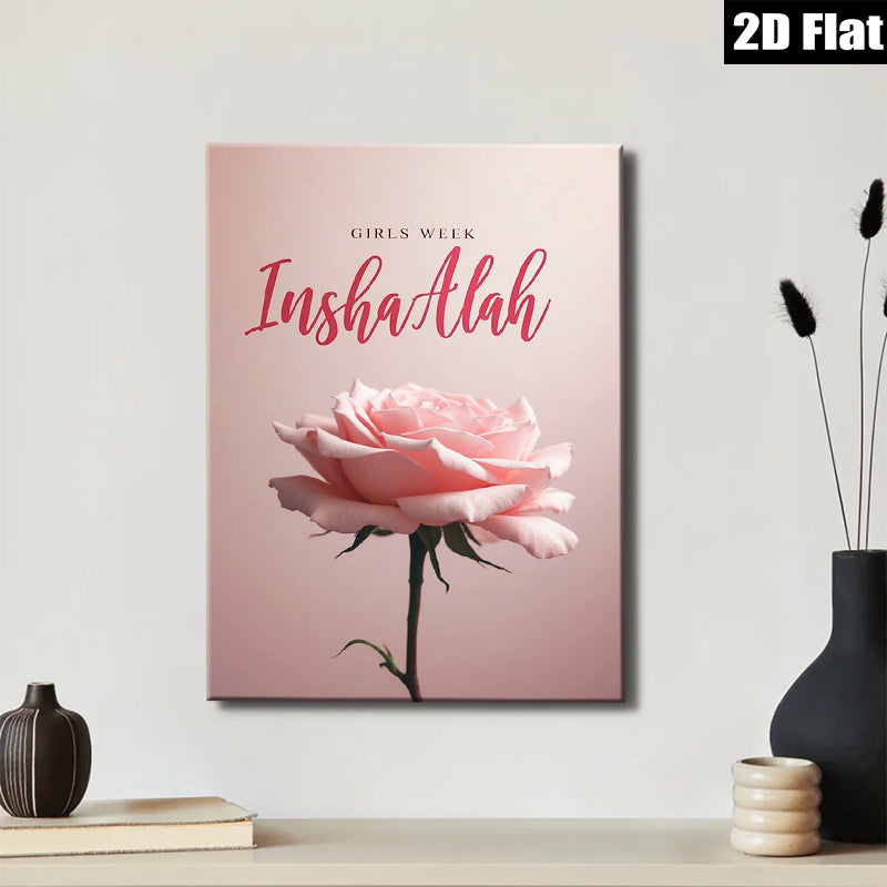 2D flat 1pc blush pink rose bloom floral wall art canvas prints for living room bedroom home decor farmhouse style botanical prints gallery wrapped modern minimalist