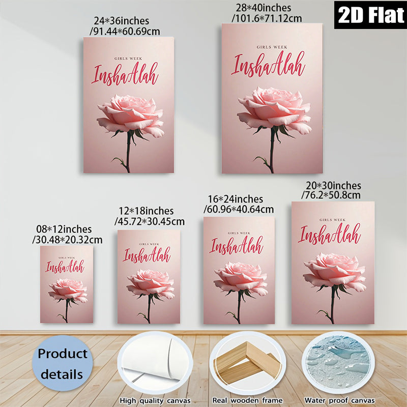 2D flat 1pc blush pink rose bloom floral wall art canvas prints for living room bedroom home decor farmhouse style botanical prints gallery wrapped modern minimalist