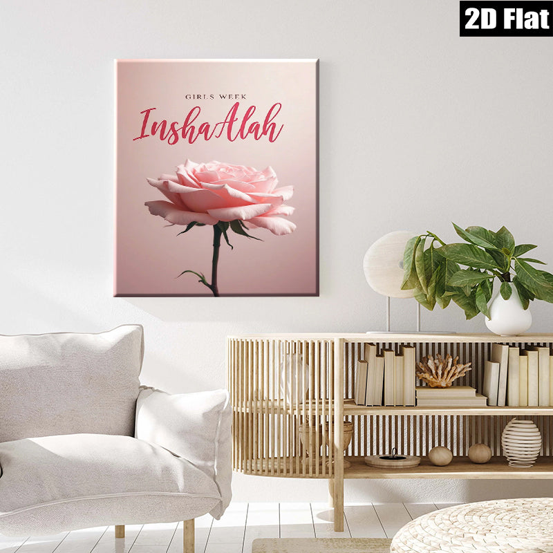 2D flat 1pc blush pink rose bloom floral wall art canvas prints for living room bedroom home decor farmhouse style botanical prints gallery wrapped modern minimalist