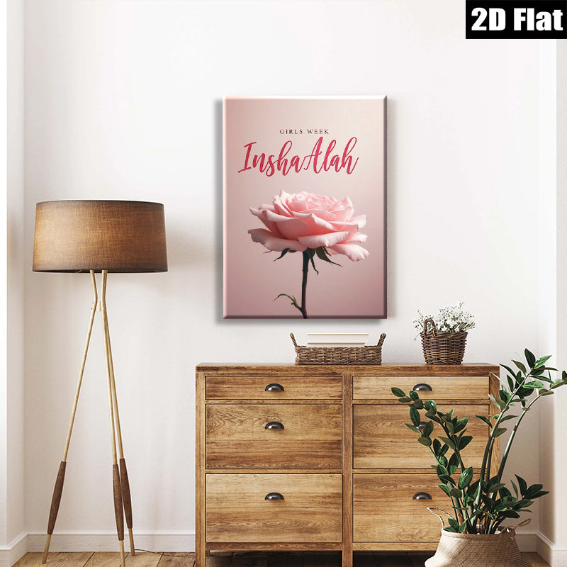2D flat 1pc blush pink rose bloom floral wall art canvas prints for living room bedroom home decor farmhouse style botanical prints gallery wrapped modern minimalist
