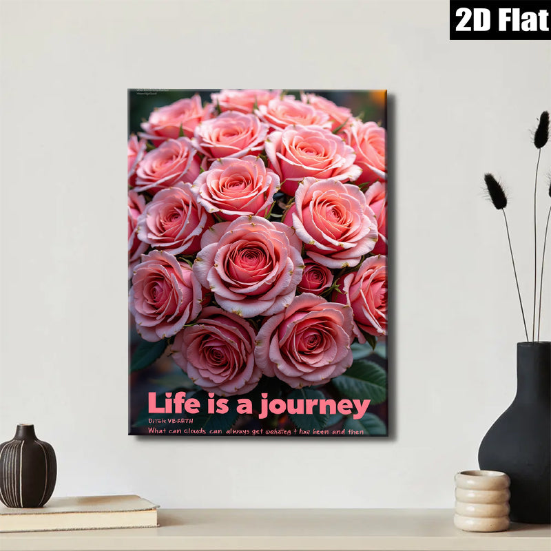 2D flat 1pc blush pink roses bloom wall art living room bedroom home decor farmhouse style gallery wrapped canvas prints modern floral artwork cozy vibe