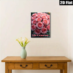 2D flat 1pc blush pink roses bloom wall art living room bedroom home decor farmhouse style gallery wrapped canvas prints modern floral artwork cozy vibe