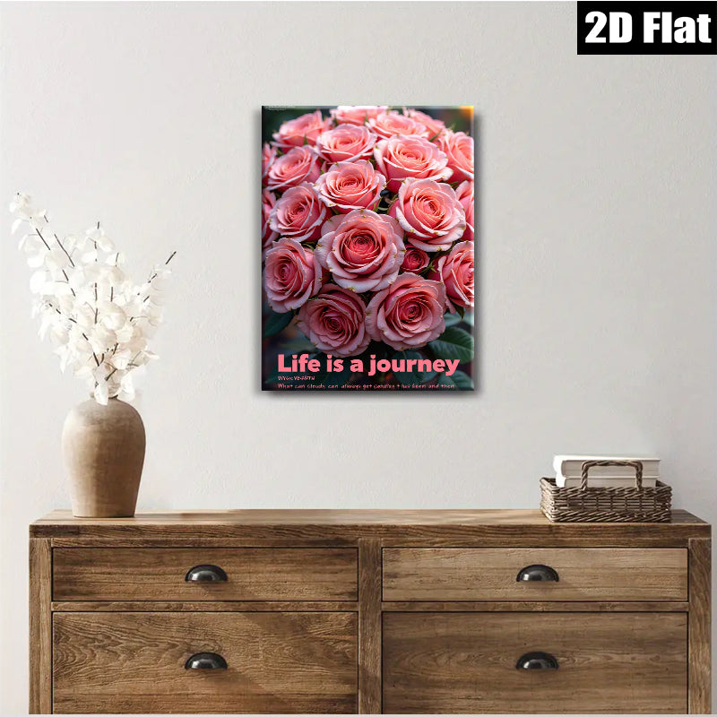 2D flat 1pc blush pink roses bloom wall art living room bedroom home decor farmhouse style gallery wrapped canvas prints modern floral artwork cozy vibe
