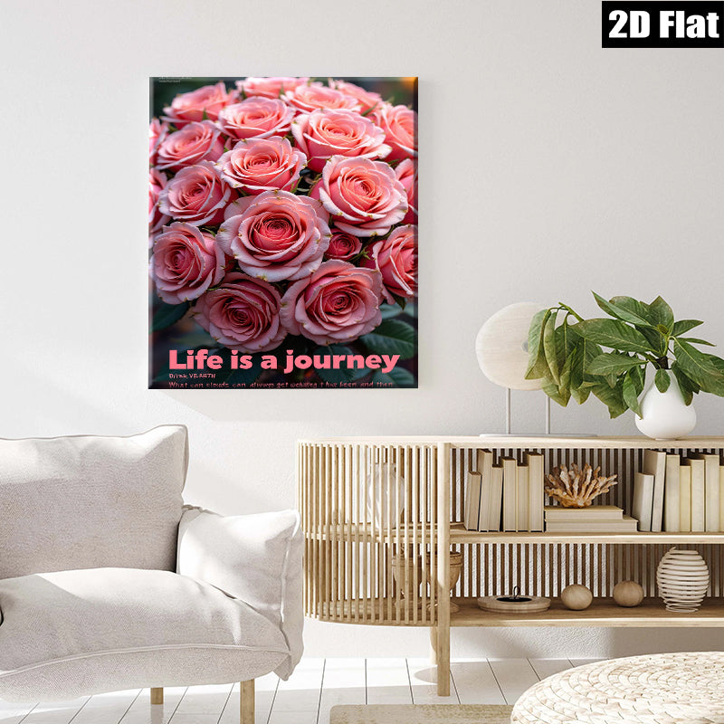 2D flat 1pc blush pink roses bloom wall art living room bedroom home decor farmhouse style gallery wrapped canvas prints modern floral artwork cozy vibe