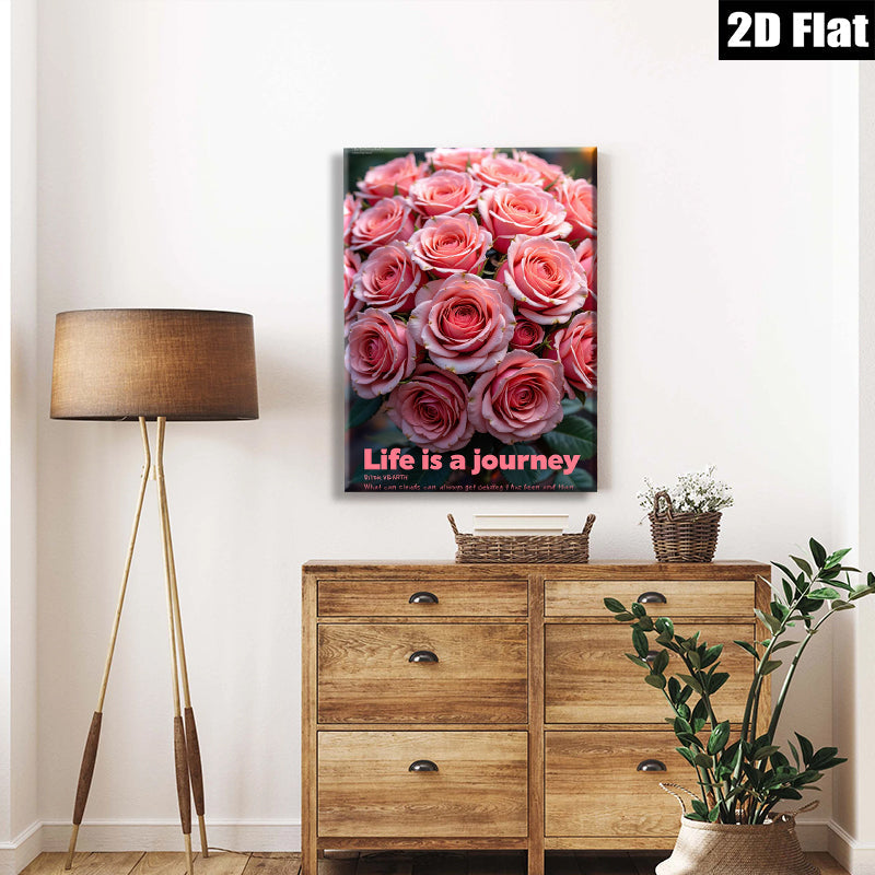 2D flat 1pc blush pink roses bloom wall art living room bedroom home decor farmhouse style gallery wrapped canvas prints modern floral artwork cozy vibe