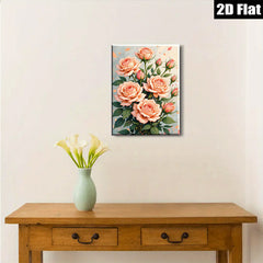 2D flat 1pc blush pink roses botanical wall art floral home decor bedroom living room farmhouse style gallery wrapped canvas print modern minimalist