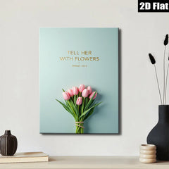 2D flat 1pc blush pink tulips botanical wall art modern farmhouse living room bedroom decor gallery wrapped canvas prints cozy home vibes