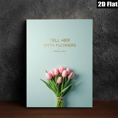 2D flat 1pc blush pink tulips botanical wall art modern farmhouse living room bedroom decor gallery wrapped canvas prints cozy home vibes