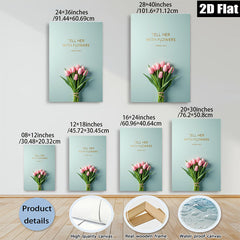 2D flat 1pc blush pink tulips botanical wall art modern farmhouse living room bedroom decor gallery wrapped canvas prints cozy home vibes