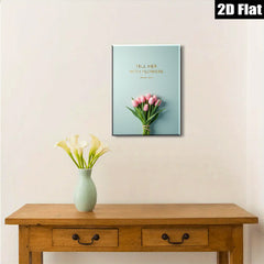 2D flat 1pc blush pink tulips botanical wall art modern farmhouse living room bedroom decor gallery wrapped canvas prints cozy home vibes