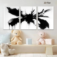 2D flat 1pc bold abstract ink splash wall art modern minimalist farmhouse living room bedroom decor gallery wrapped canvas prints ready to hang oversized