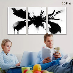 2D flat 1pc bold abstract ink splash wall art modern minimalist farmhouse living room bedroom decor gallery wrapped canvas prints ready to hang oversized
