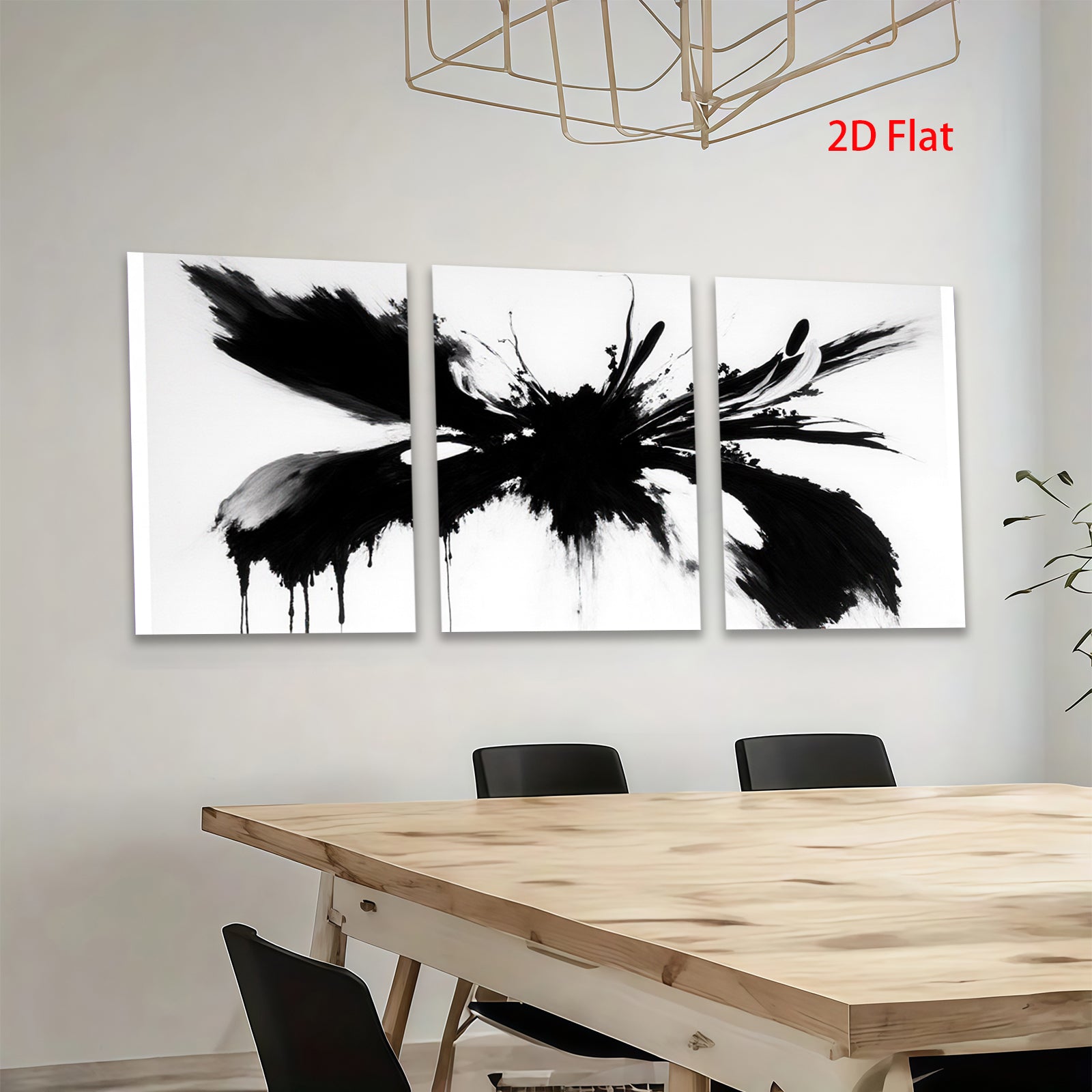 2D flat 1pc bold abstract ink splash wall art modern minimalist farmhouse living room bedroom decor gallery wrapped canvas prints ready to hang oversized