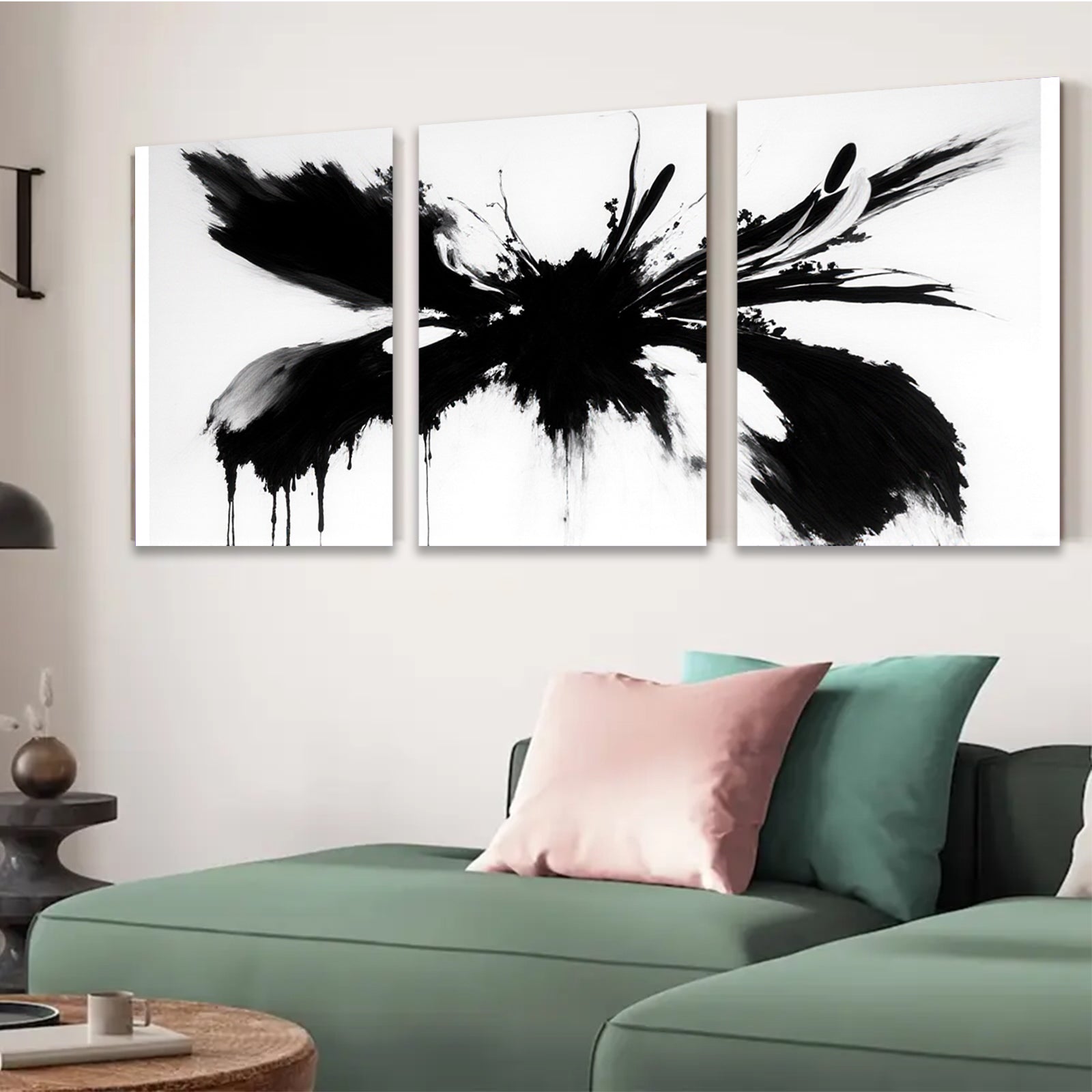2D flat 1pc bold abstract ink splash wall art modern minimalist farmhouse living room bedroom decor gallery wrapped canvas prints ready to hang oversized