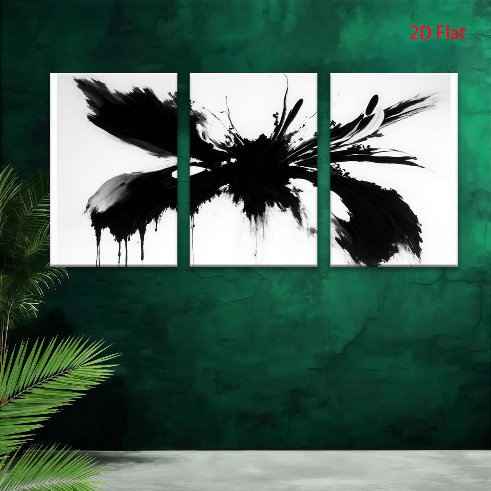 2D flat 1pc bold abstract ink splash wall art modern minimalist farmhouse living room bedroom decor gallery wrapped canvas prints ready to hang oversized