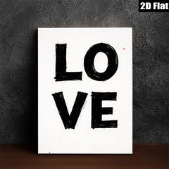 2D flat 1pc bold black LOVE typography wall art for bedroom living room gallery wrapped canvas modern farmhouse style inspirational decor trending now
