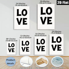 2D flat 1pc bold black LOVE typography wall art for bedroom living room gallery wrapped canvas modern farmhouse style inspirational decor trending now