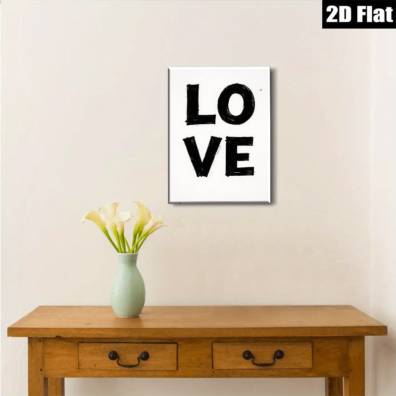 2D flat 1pc bold black LOVE typography wall art for bedroom living room gallery wrapped canvas modern farmhouse style inspirational decor trending now
