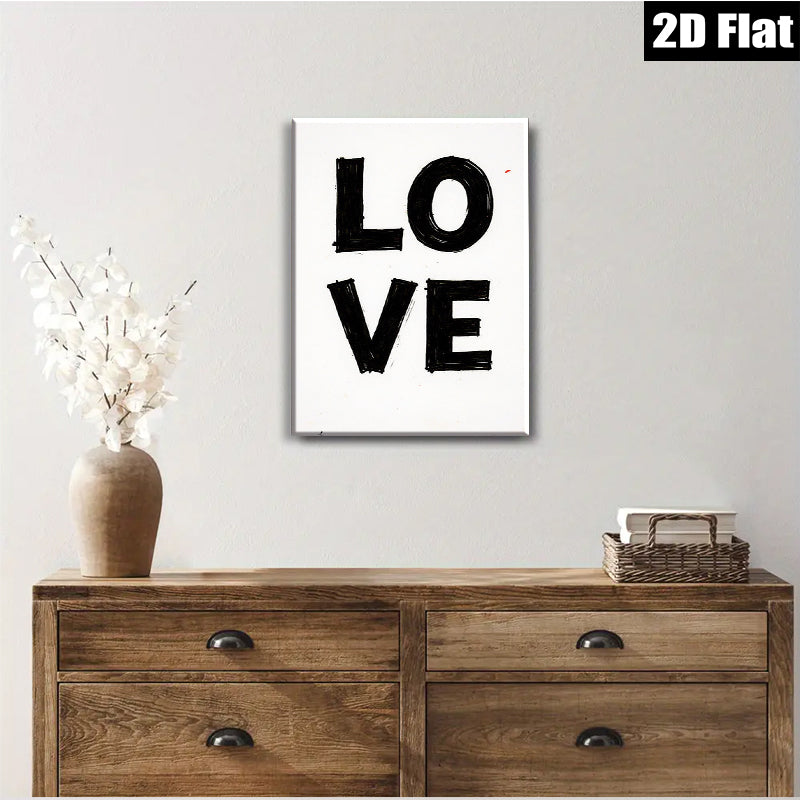 2D flat 1pc bold black LOVE typography wall art for bedroom living room gallery wrapped canvas modern farmhouse style inspirational decor trending now