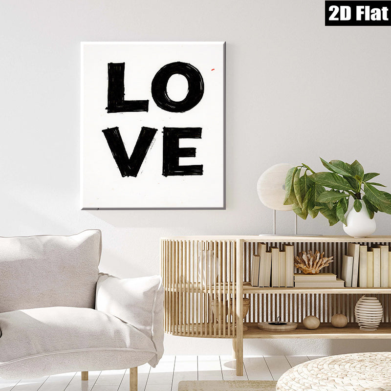2D flat 1pc bold black LOVE typography wall art for bedroom living room gallery wrapped canvas modern farmhouse style inspirational decor trending now