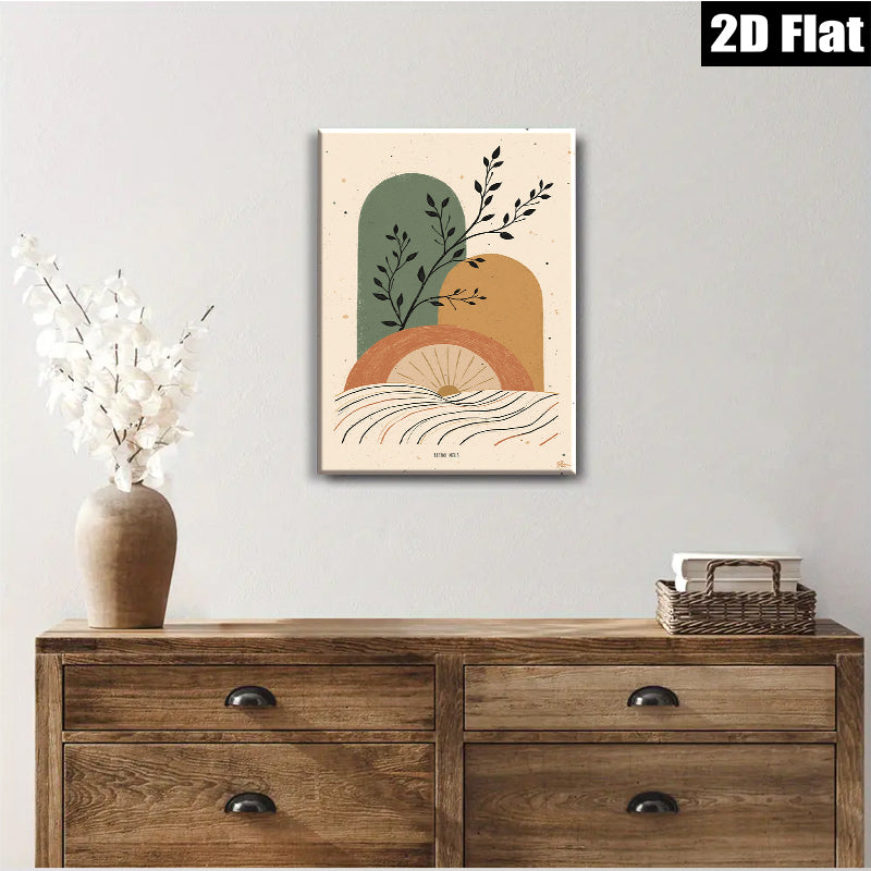 2D flat 1pc botanical abstract wall art modern minimalist canvas prints living room bedroom home decor farmhouse style gallery wrapped