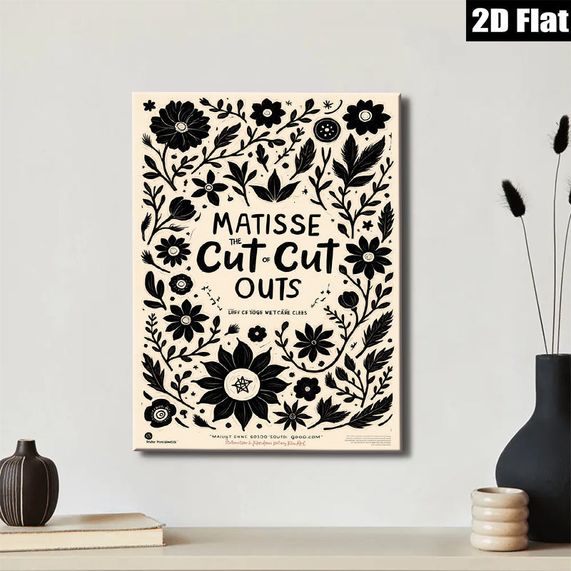 2D flat 1pc botanical floral Matisse inspired wall art print for living room bedroom gallery wrapped canvas farmhouse modern minimalist decor