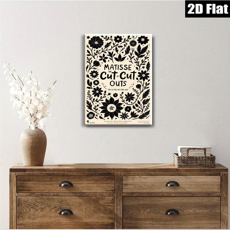 2D flat 1pc botanical floral Matisse inspired wall art print for living room bedroom gallery wrapped canvas farmhouse modern minimalist decor