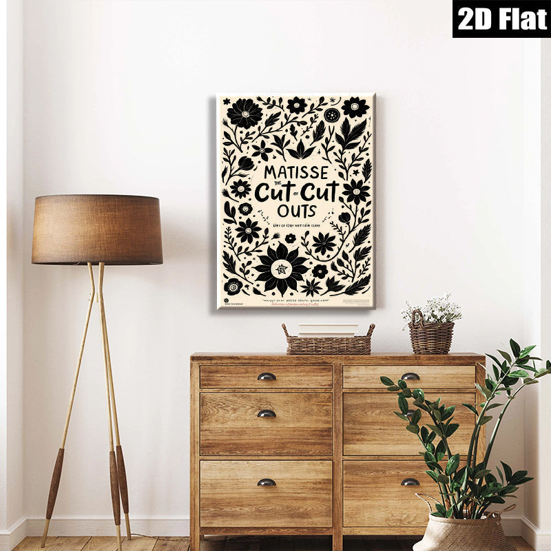 2D flat 1pc botanical floral Matisse inspired wall art print for living room bedroom gallery wrapped canvas farmhouse modern minimalist decor