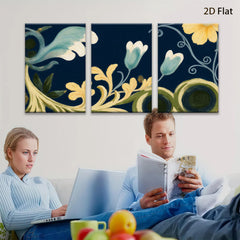 2D flat 1pc botanical floral scroll design artwork for living room bedroom gallery wall decor farmhouse style modern minimalist