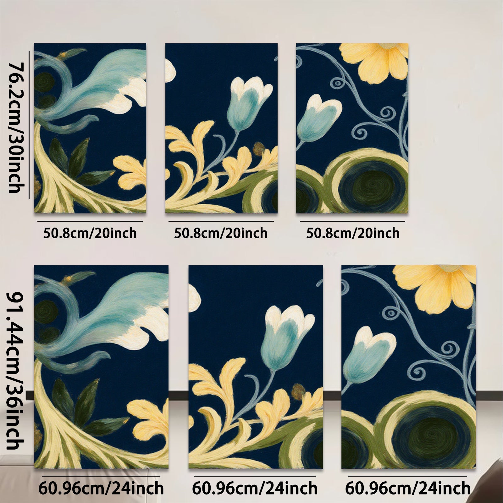 2D flat 1pc botanical floral scroll design artwork for living room bedroom gallery wall decor farmhouse style modern minimalist