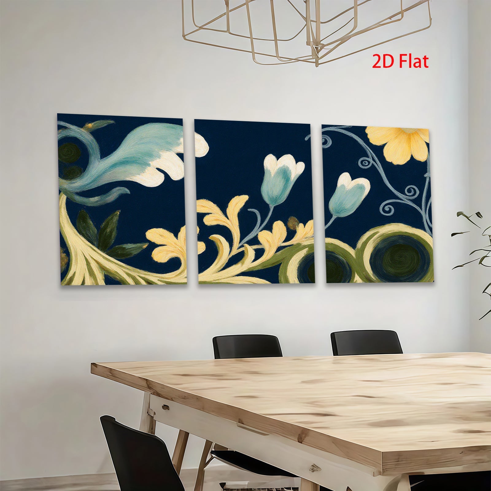 2D flat 1pc botanical floral scroll design artwork for living room bedroom gallery wall decor farmhouse style modern minimalist