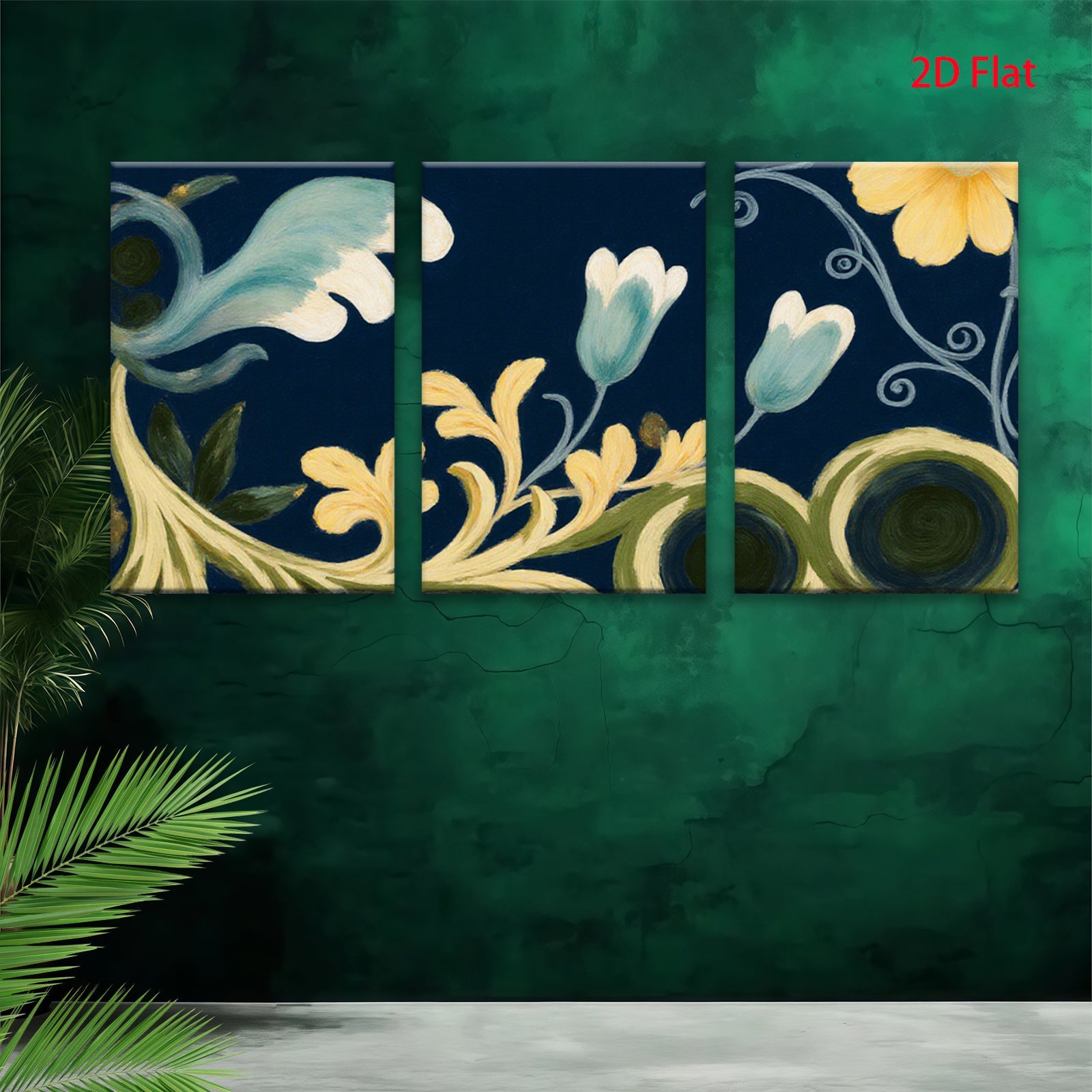 2D flat 1pc botanical floral scroll design artwork for living room bedroom gallery wall decor farmhouse style modern minimalist