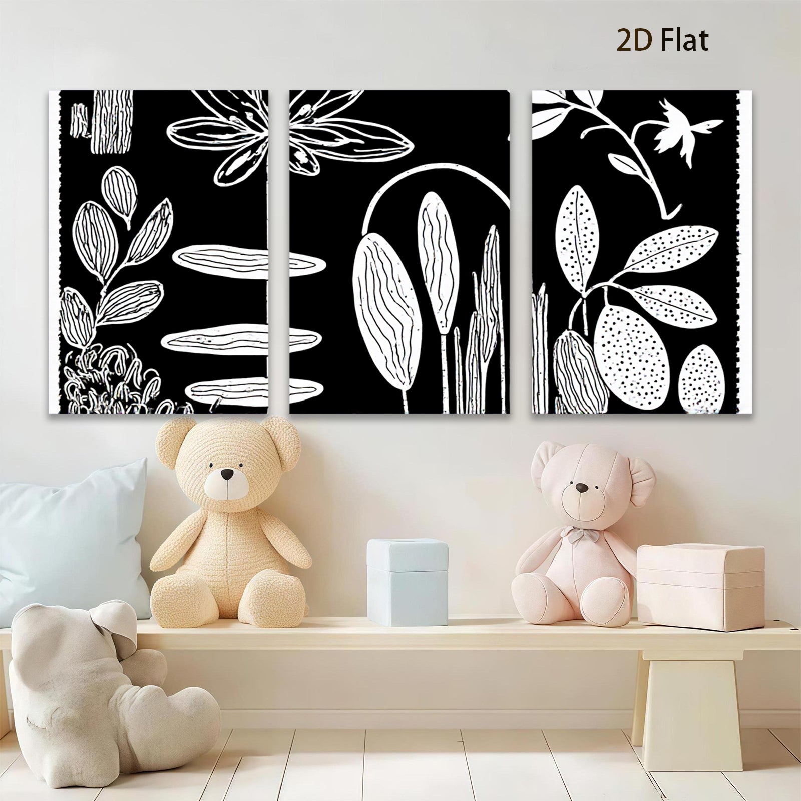 2D flat 1pc botanical floral sketch wall art print minimalist nature decor living room bedroom gallery wrapped canvas modern farmhouse style