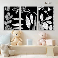 2D flat 1pc botanical floral sketch wall art print minimalist nature decor living room bedroom gallery wrapped canvas modern farmhouse style
