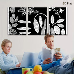 2D flat 1pc botanical floral sketch wall art print minimalist nature decor living room bedroom gallery wrapped canvas modern farmhouse style