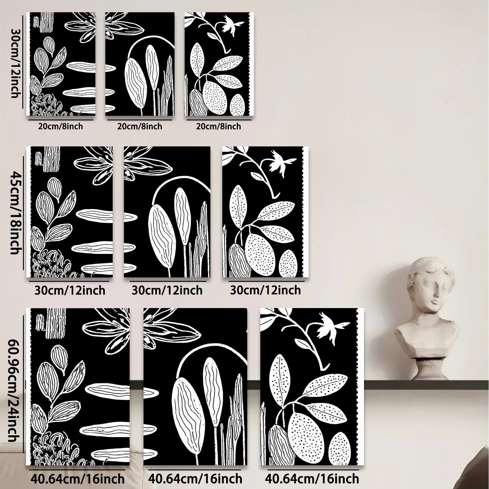 2D flat 1pc botanical floral sketch wall art print minimalist nature decor living room bedroom gallery wrapped canvas modern farmhouse style