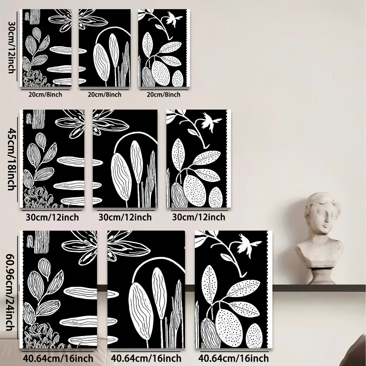 2D flat 1pc botanical floral sketch wall art print minimalist nature decor living room bedroom gallery wrapped canvas modern farmhouse style