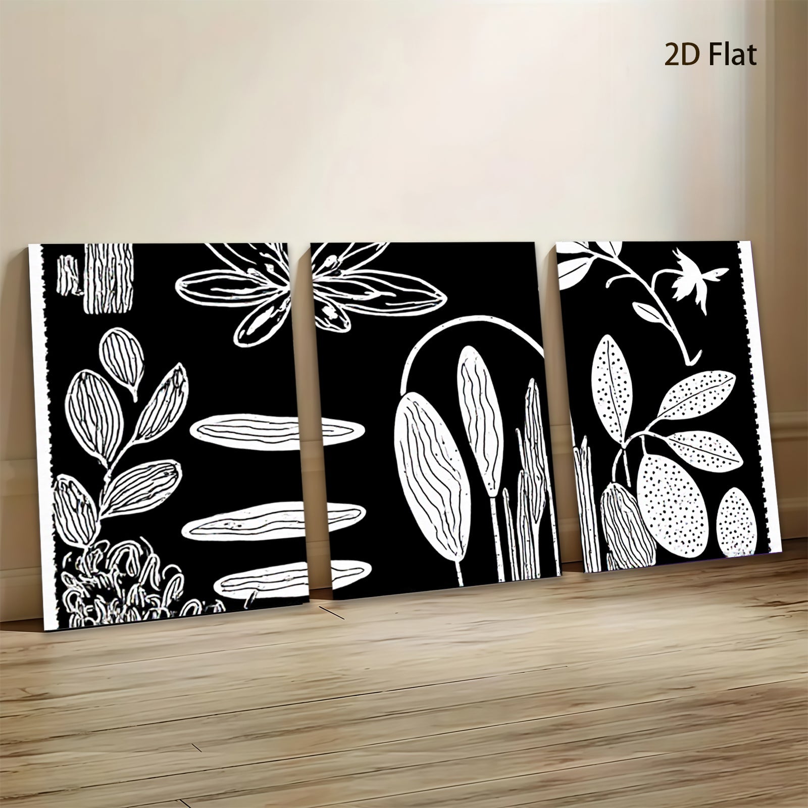 2D flat 1pc botanical floral sketch wall art print minimalist nature decor living room bedroom gallery wrapped canvas modern farmhouse style